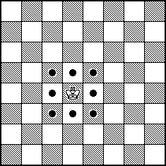 Diagram dat laat zien hoe een koning loopt op het schaakbord.