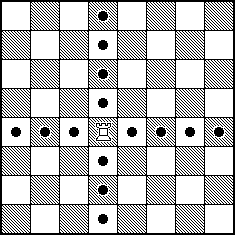 Diagram dat laat zien hoe een toren loopt op het schaakbord.