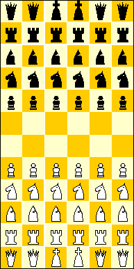Rank-behind-Rank Chess initial setup.